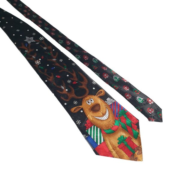 Hallmark Christmas Reindeer Tie Mens Novelty Holiday Neckwear Festive Presents - Picture 1 of 5